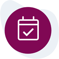 A calendar icon with a checkmark.